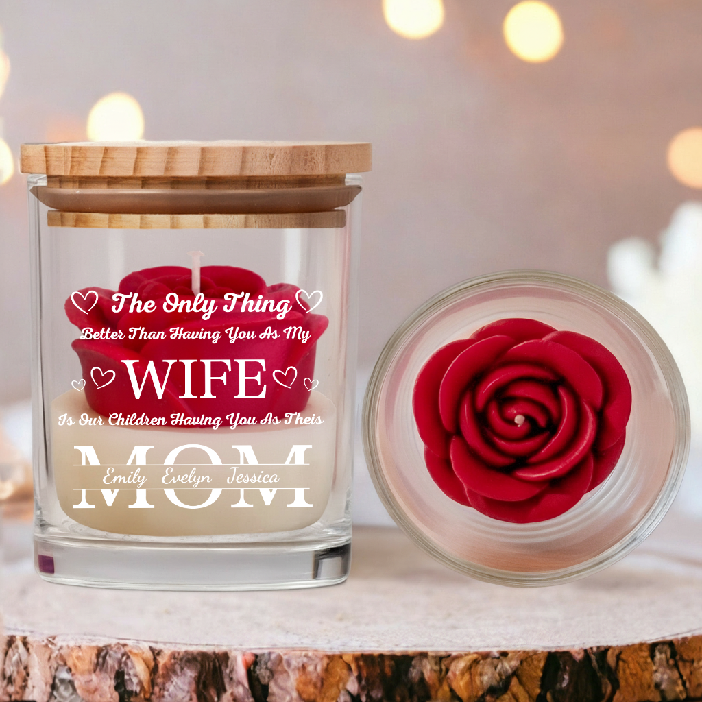 Personalized Soy Wax Candle – Custom Family Message Gift for Wife, Mother’s Day Special