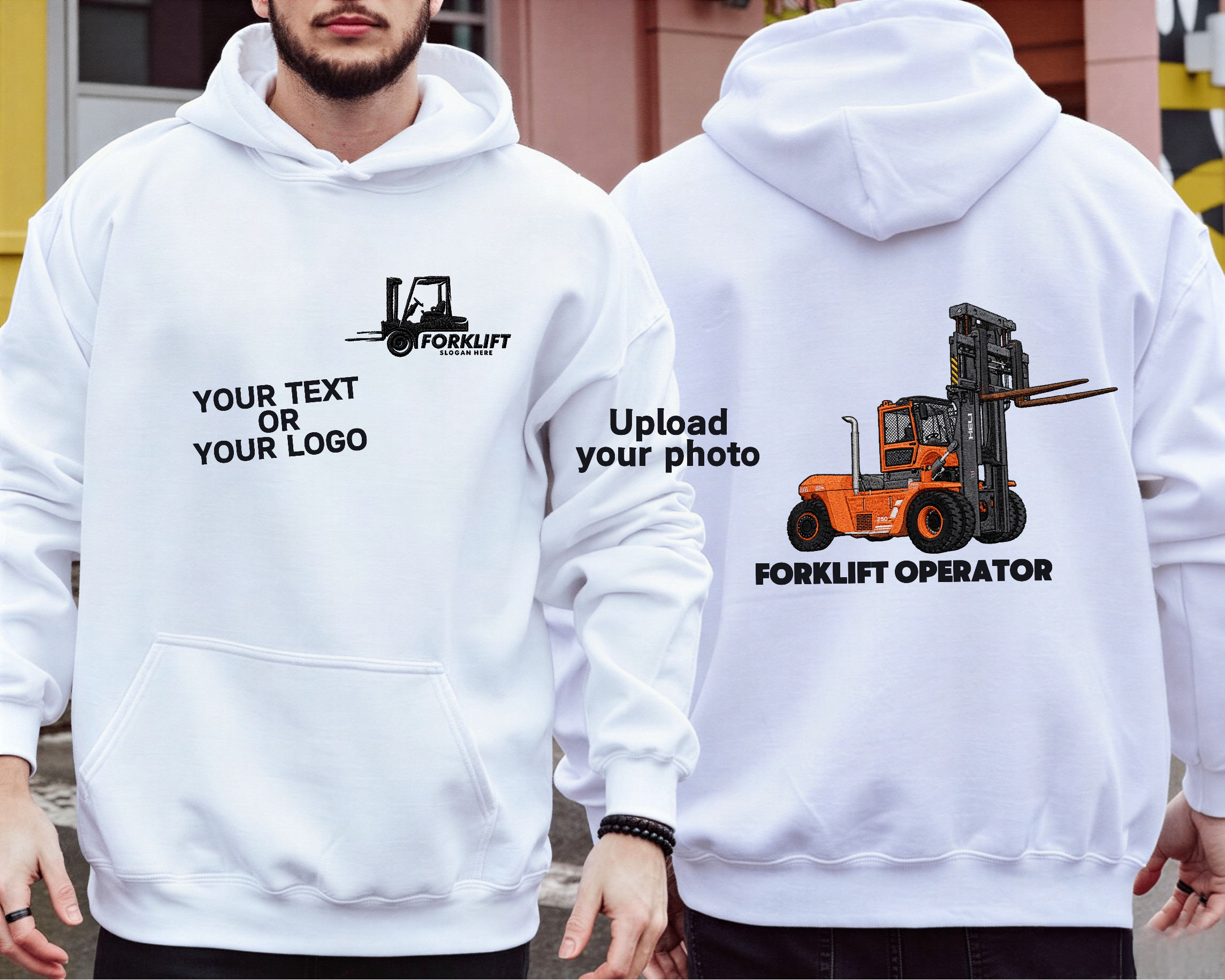 Custom Embroidered Construction Vehicles Car Hoodie (Back Design)—The Perfect Gift For Car Enthusiasts, Boyfriends, Or Dads
