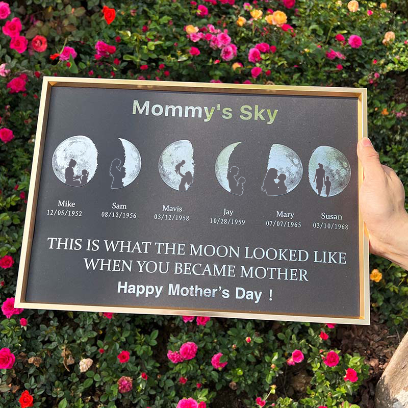 Custom Moon Phase Art Frame Customized Moon Phase with People Silhouette Frame