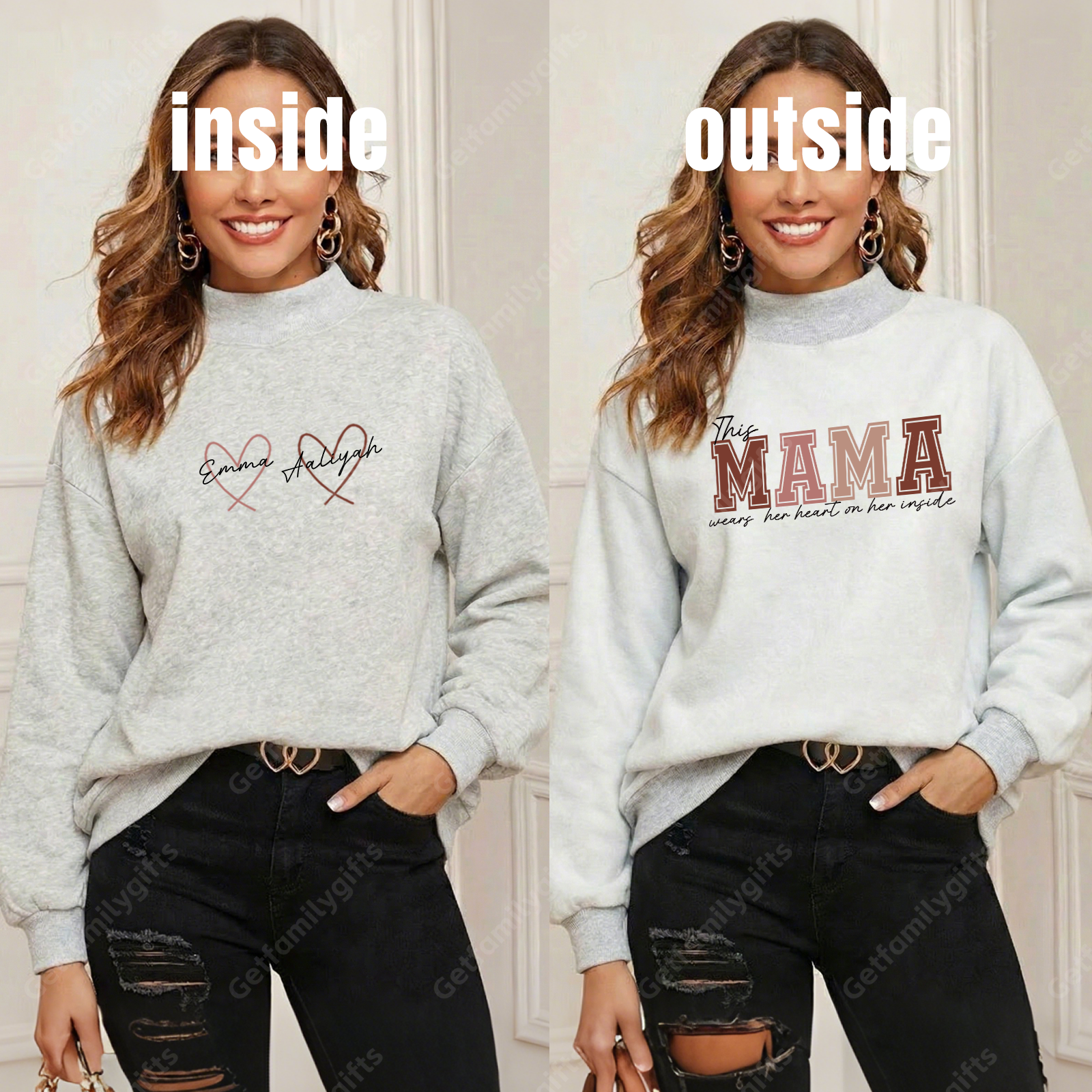 Wear Your Heart on the Inside – Custom Mama Reversible Sweatshirt