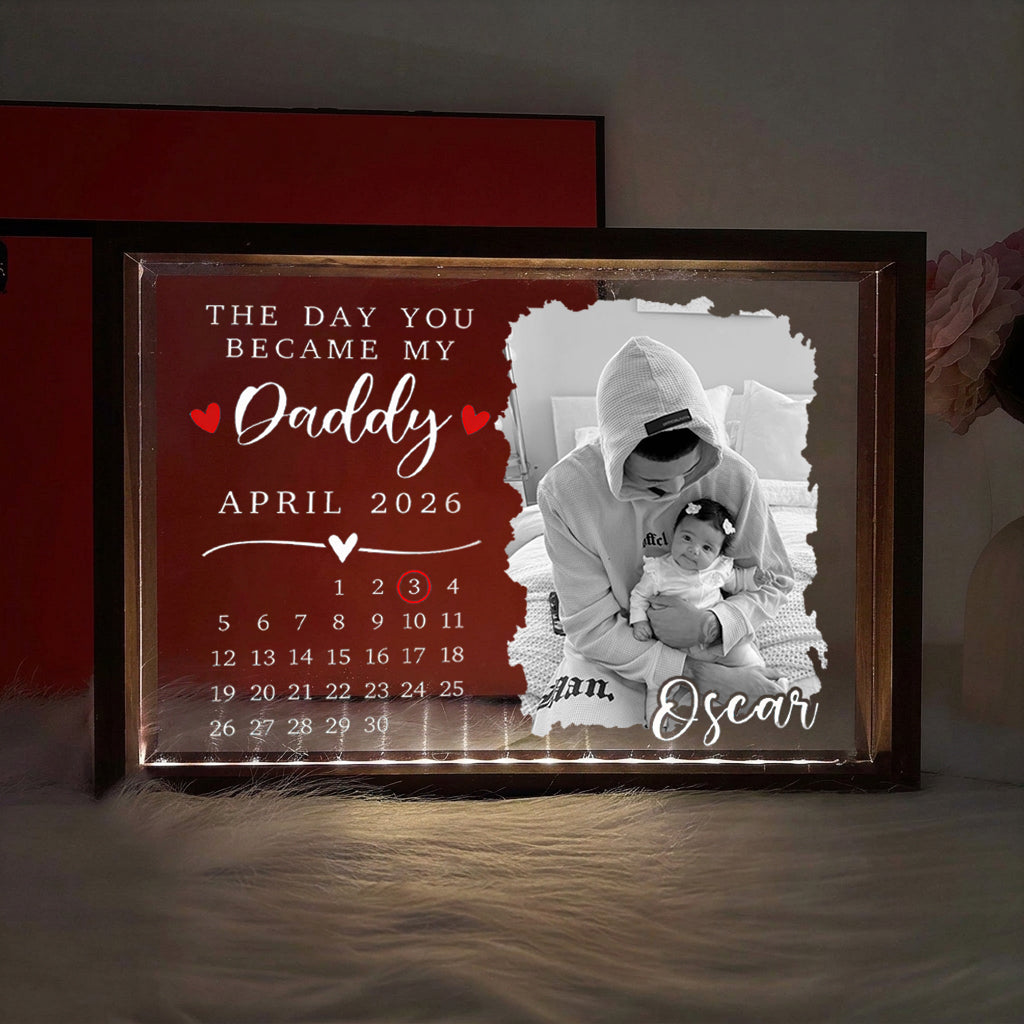 Custom LED Photo Frame for Dad | Personalized with "The Day You Became My Daddy" Date, Father's Day Gift