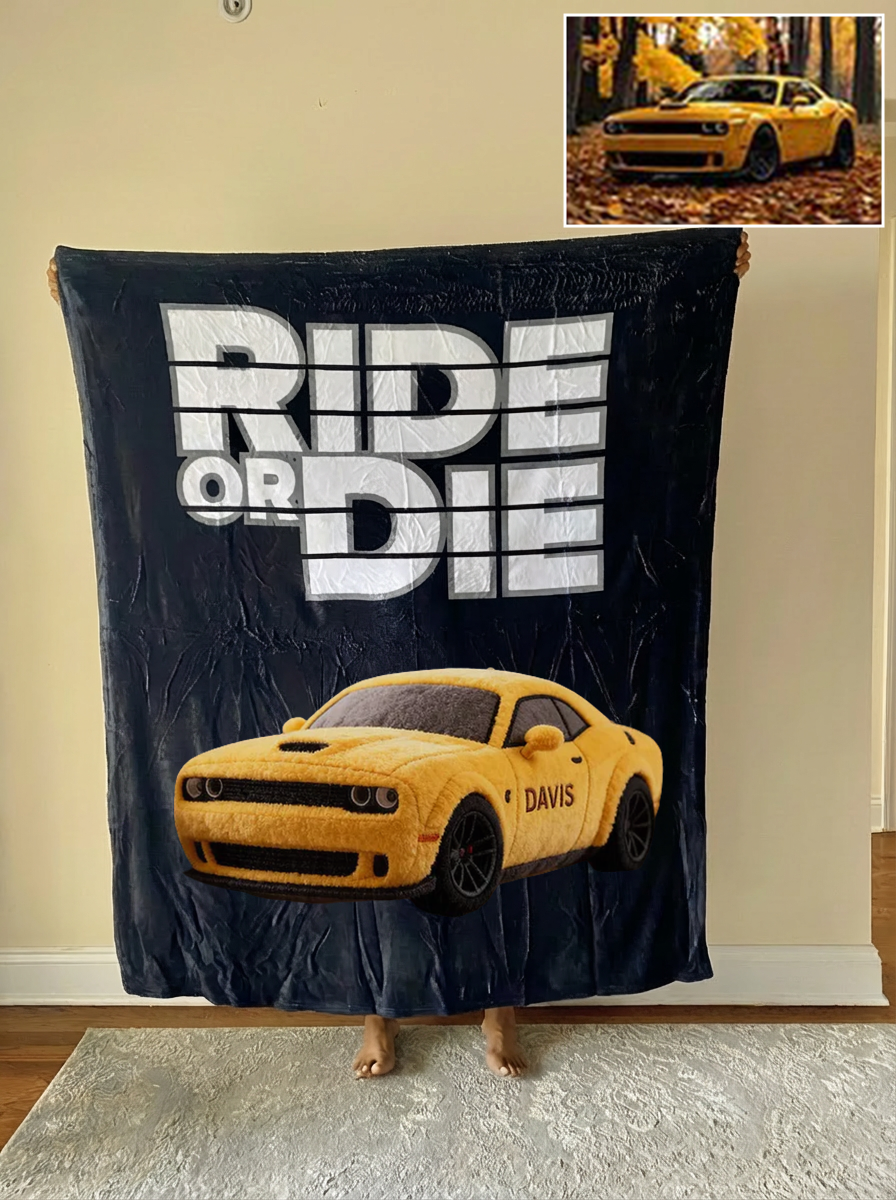 Ride or Die Custom Car Fleece Blanket