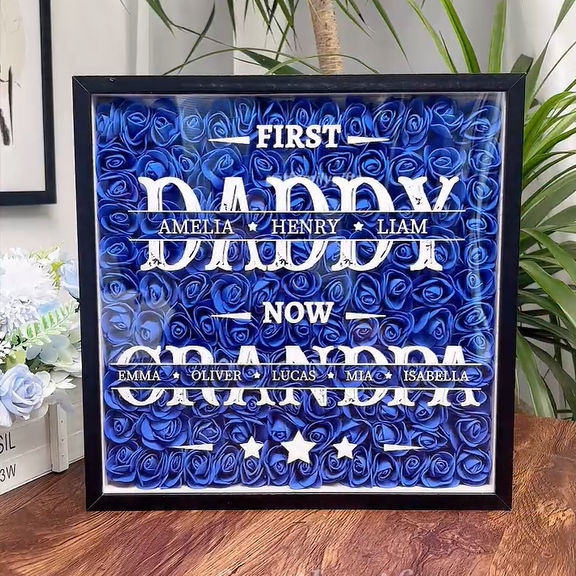 World’S Best Father Gift – Personalized Flower Shadow Box With Names