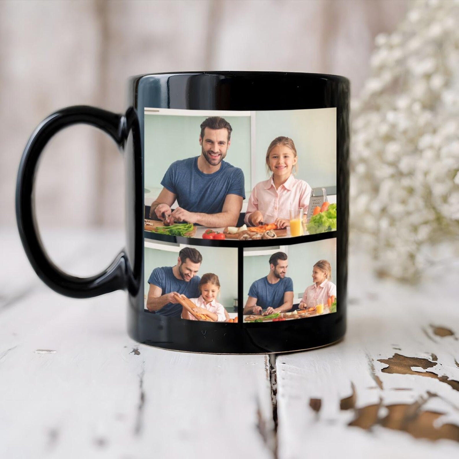 Custom A Father's Love Dadflix Mug with Multiple Photos – Personalized Father’s Day Gift for Dad