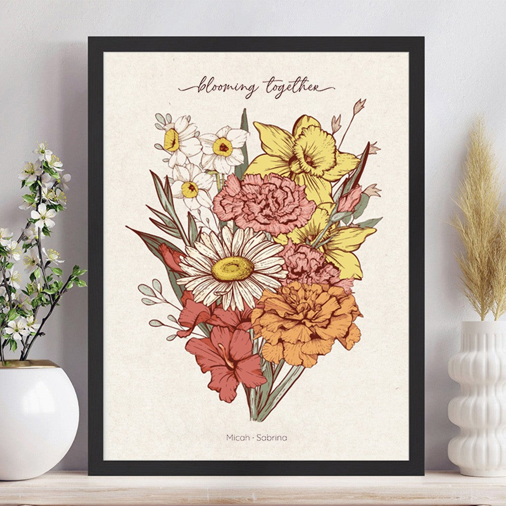 Custom Grandma's Garden Birth Flower Bouquet Art Print Mother's Day Gift For Mom