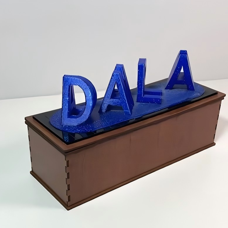 Custom Dual Name 3D Printing Flip Name With Wood Display Box