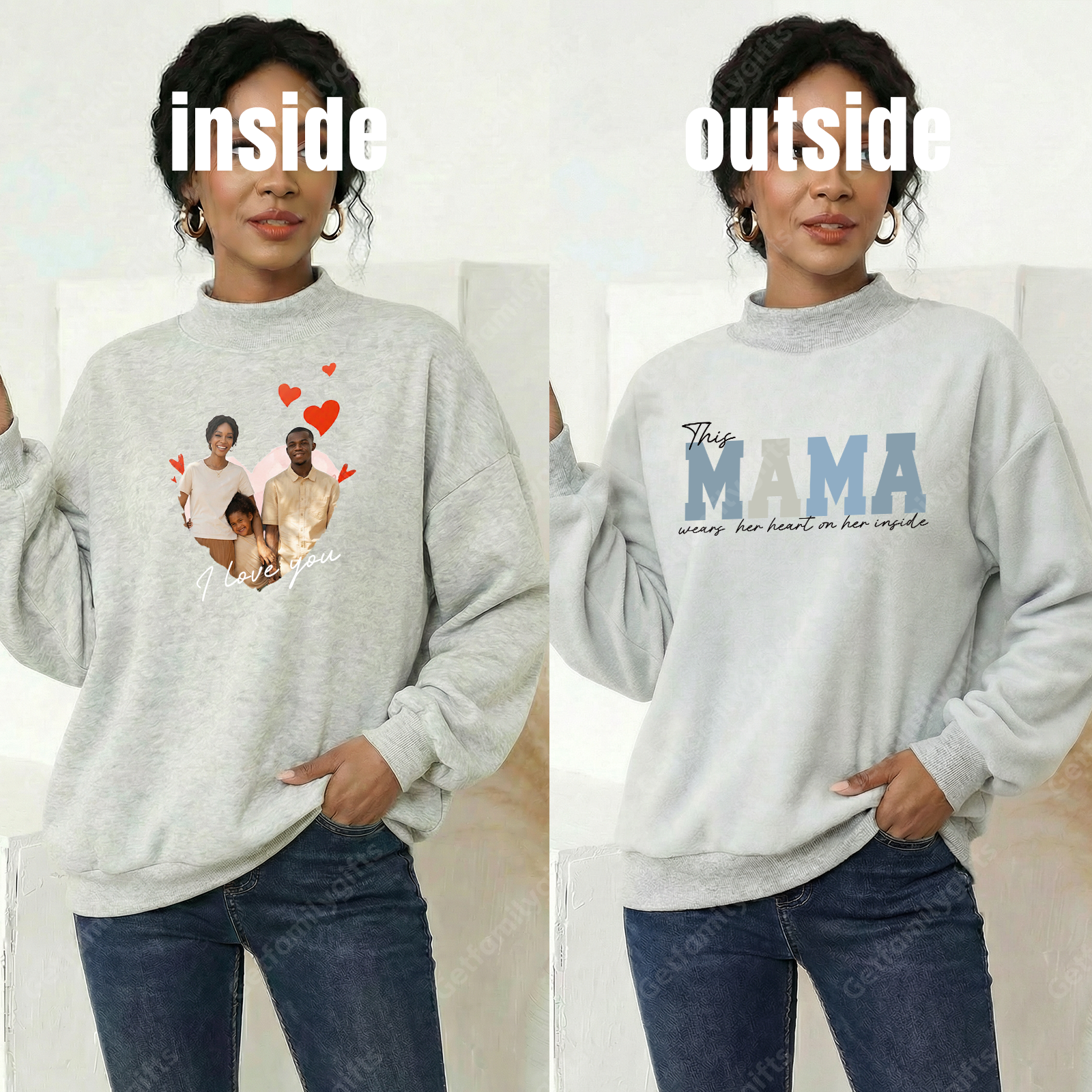 Wear Your Heart on the Inside – Custom Mama Reversible Sweatshirt