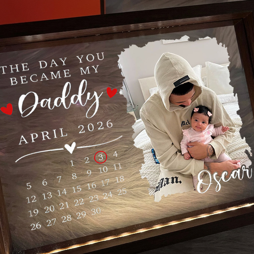 Custom LED Photo Frame for Dad | Personalized with "The Day You Became My Daddy" Date, Father's Day Gift