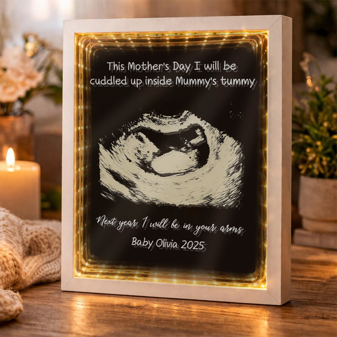 Pregnant Mom Gift, Personalised First Mother’s Day Photo LED Night Light, Pregnancy Announcement