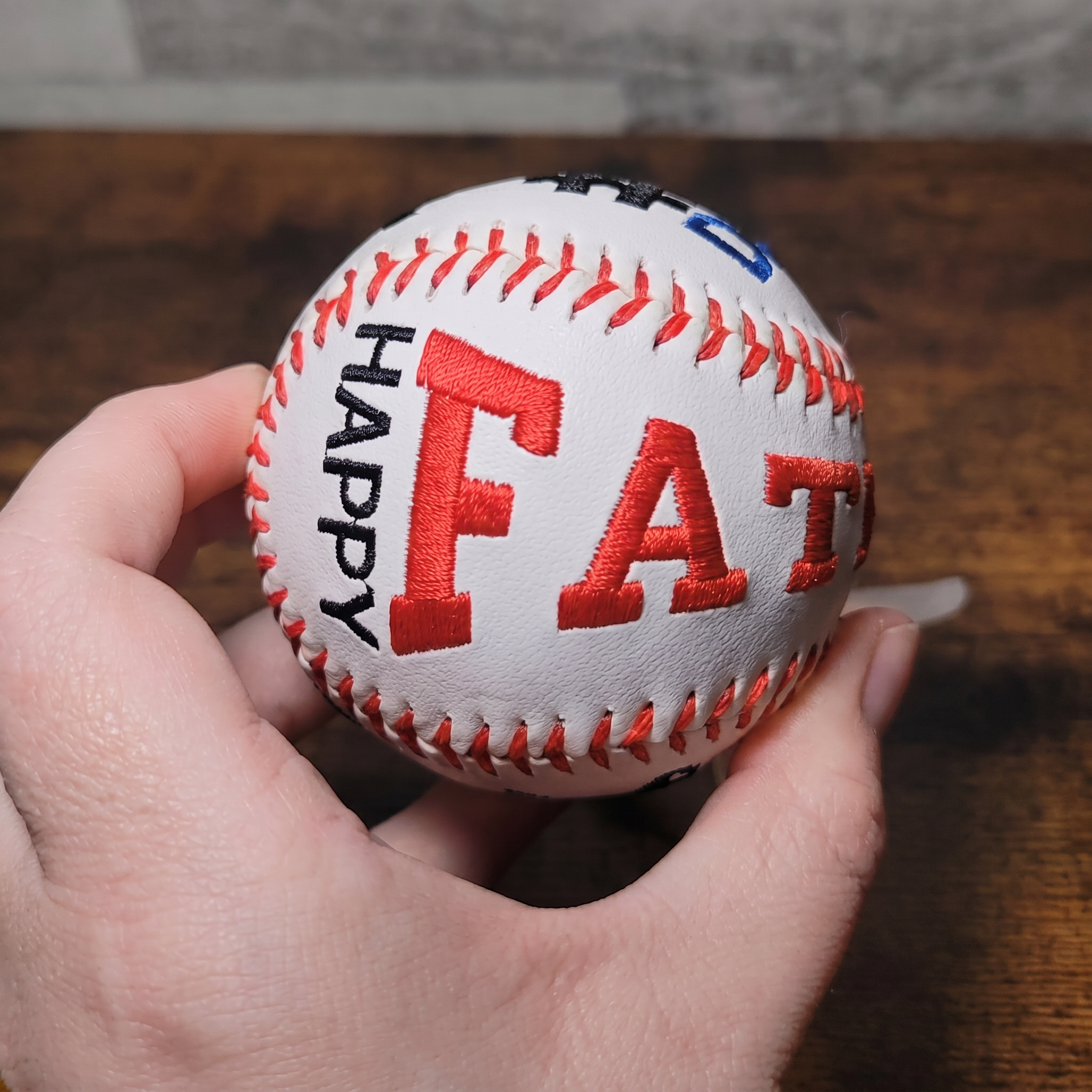 Custom Embroidered Father's Day Baseball | Personalized Text Keepsake Gift for Dad