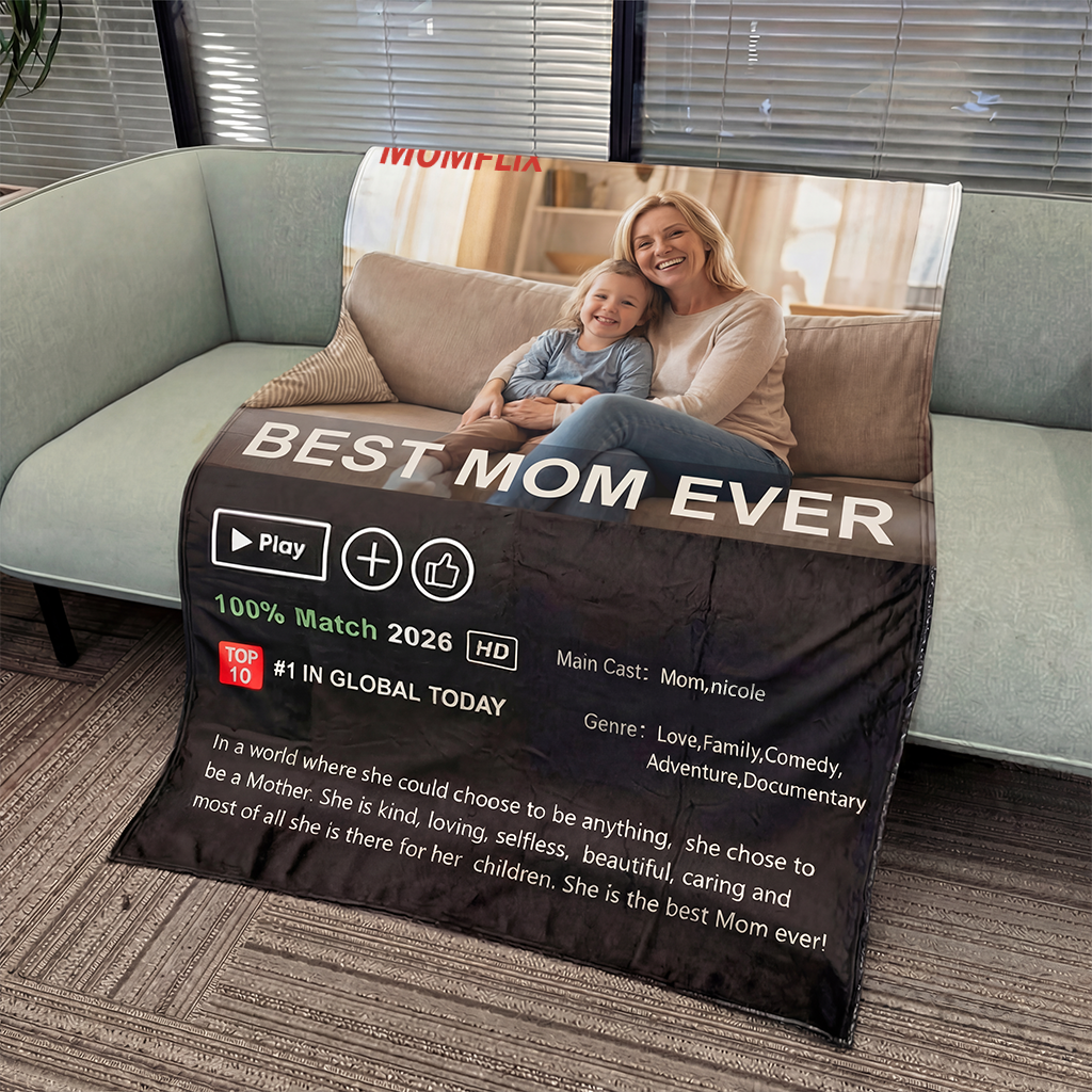 ⭐️Custom MOMFLIX Movie Photo Blanket: The Perfect Mother's Day Gift