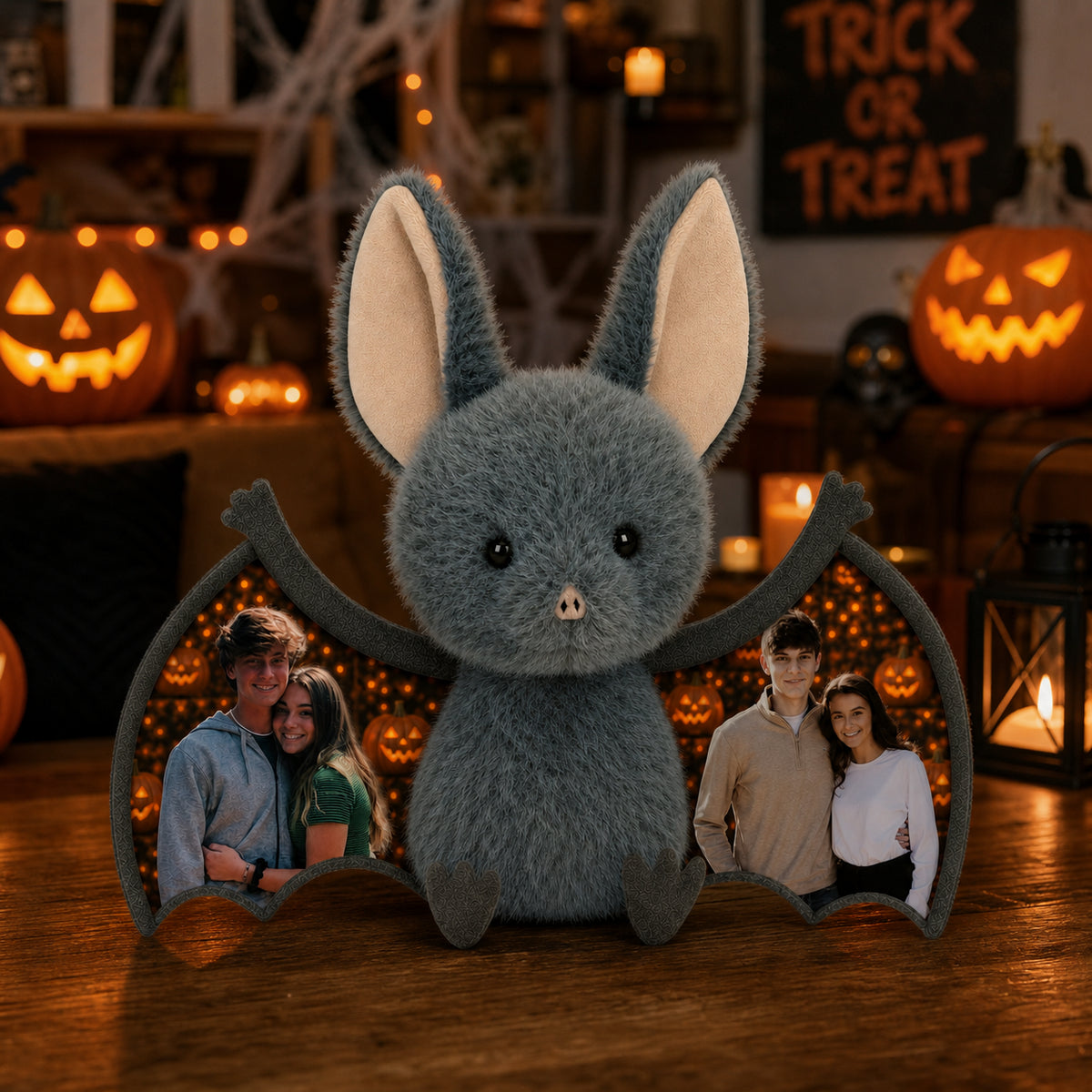 Personalized Photo Bat Plushie Spooky Cute Halloween Couple Keepsake Gift