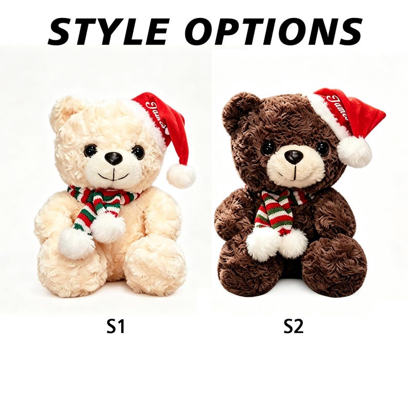 Personalized Christmas Teddy Bear Plush – Custom Name Gift for Couples & Loved Ones