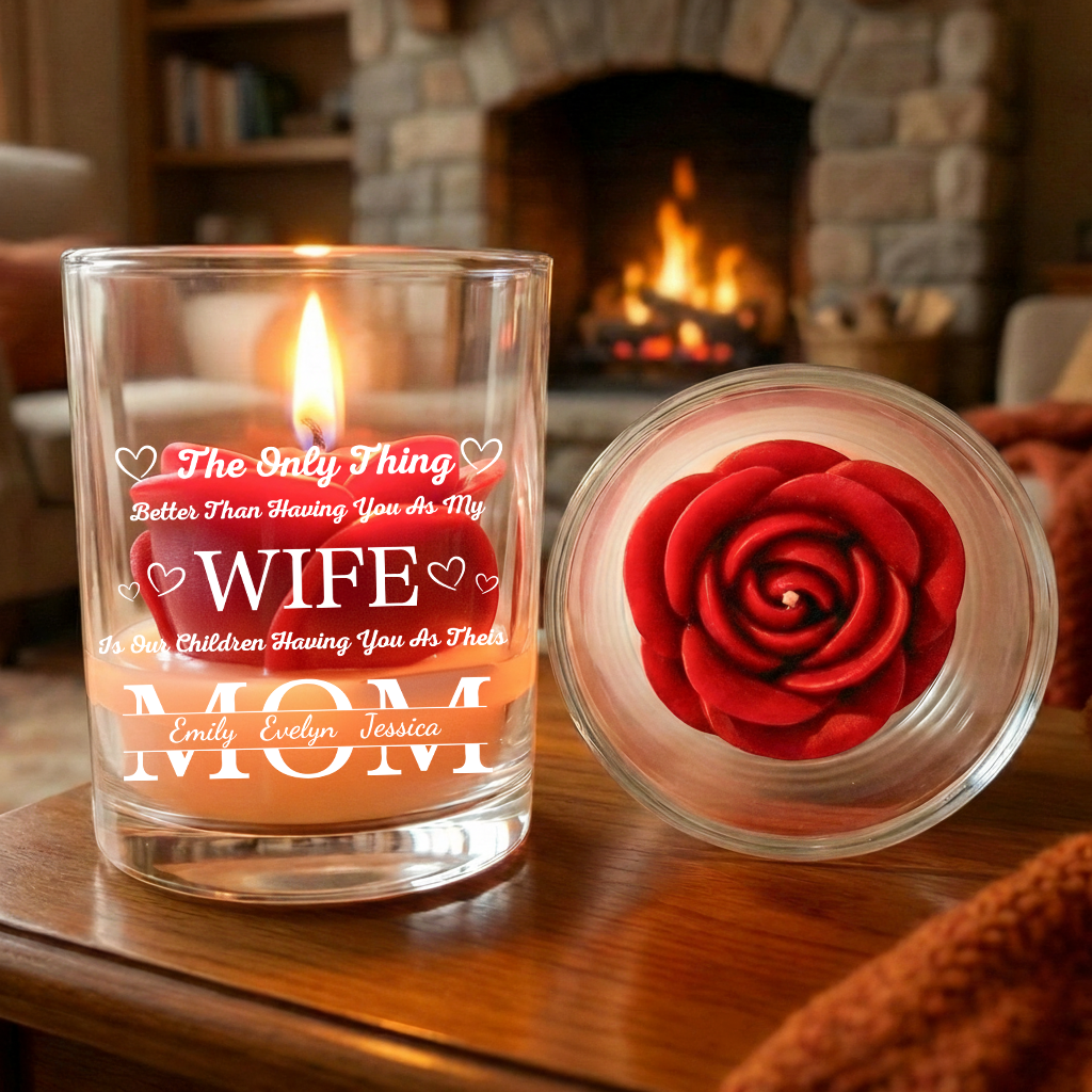 Personalized Soy Wax Candle – Custom Family Message Gift for Wife, Mother’s Day Special
