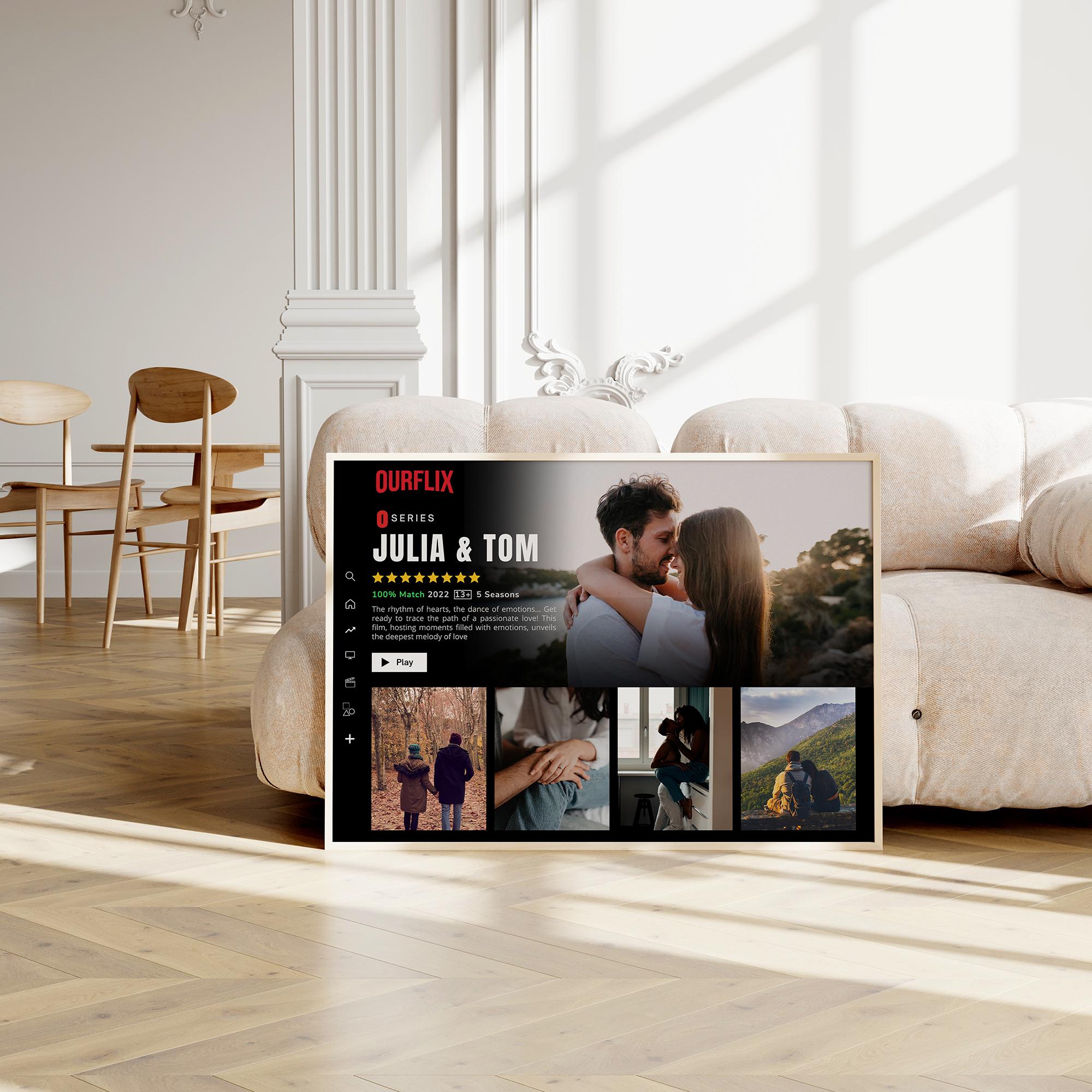 Personalized Lovestory Movie Frame, Gift For Lover