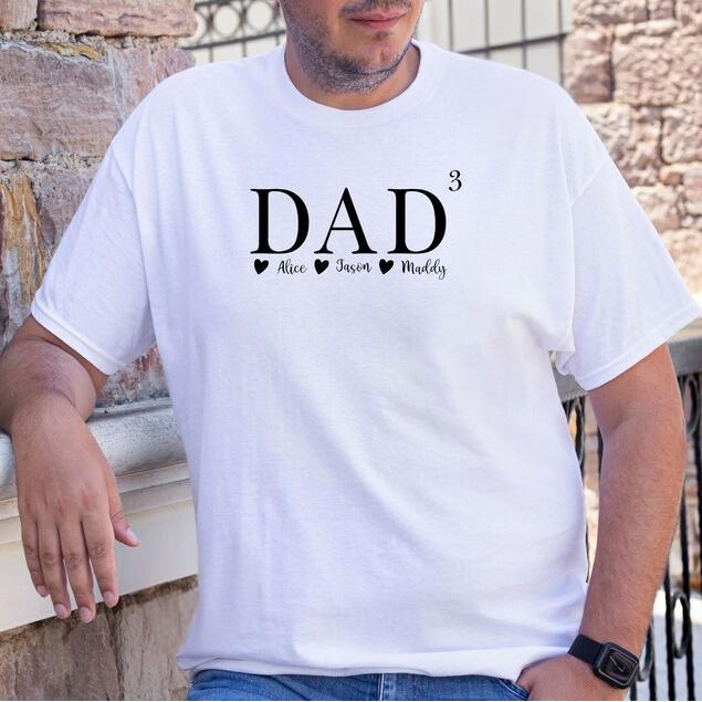 Custom Dad 2 Shirt With Kids Names, Third Baby Reveal, New Dad Gift