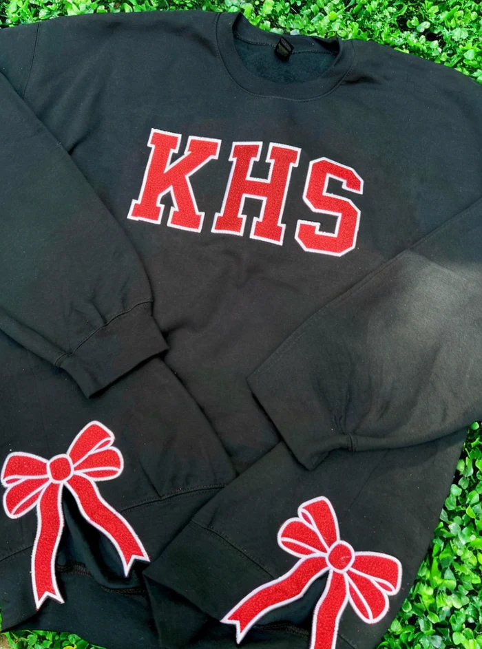 Personalized Santa’s Favorite Embroidered Glitter Side Bow Sweatshirt