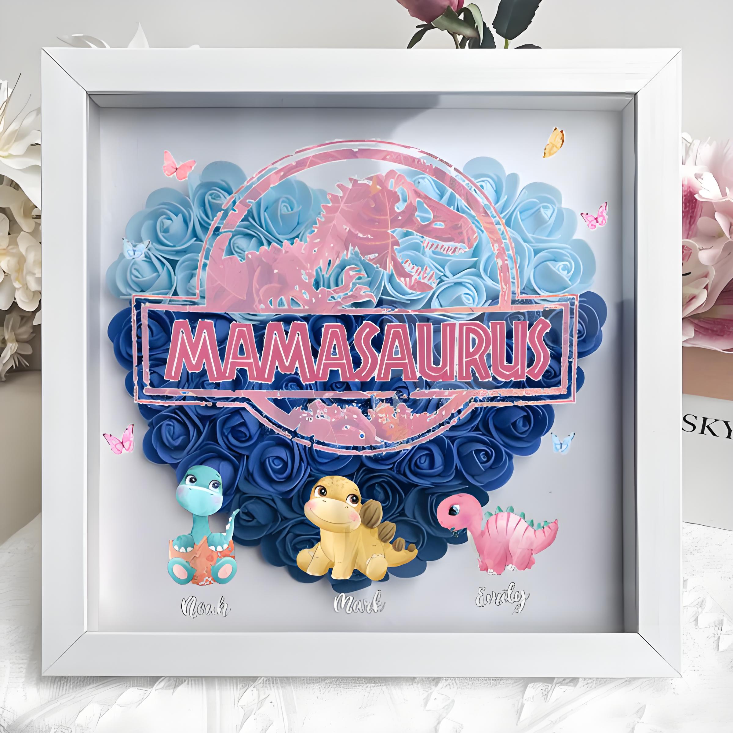 Don't Mess With Mamasaurus, You'll Get Jurasskicked - Personalized Flower Shadow Box