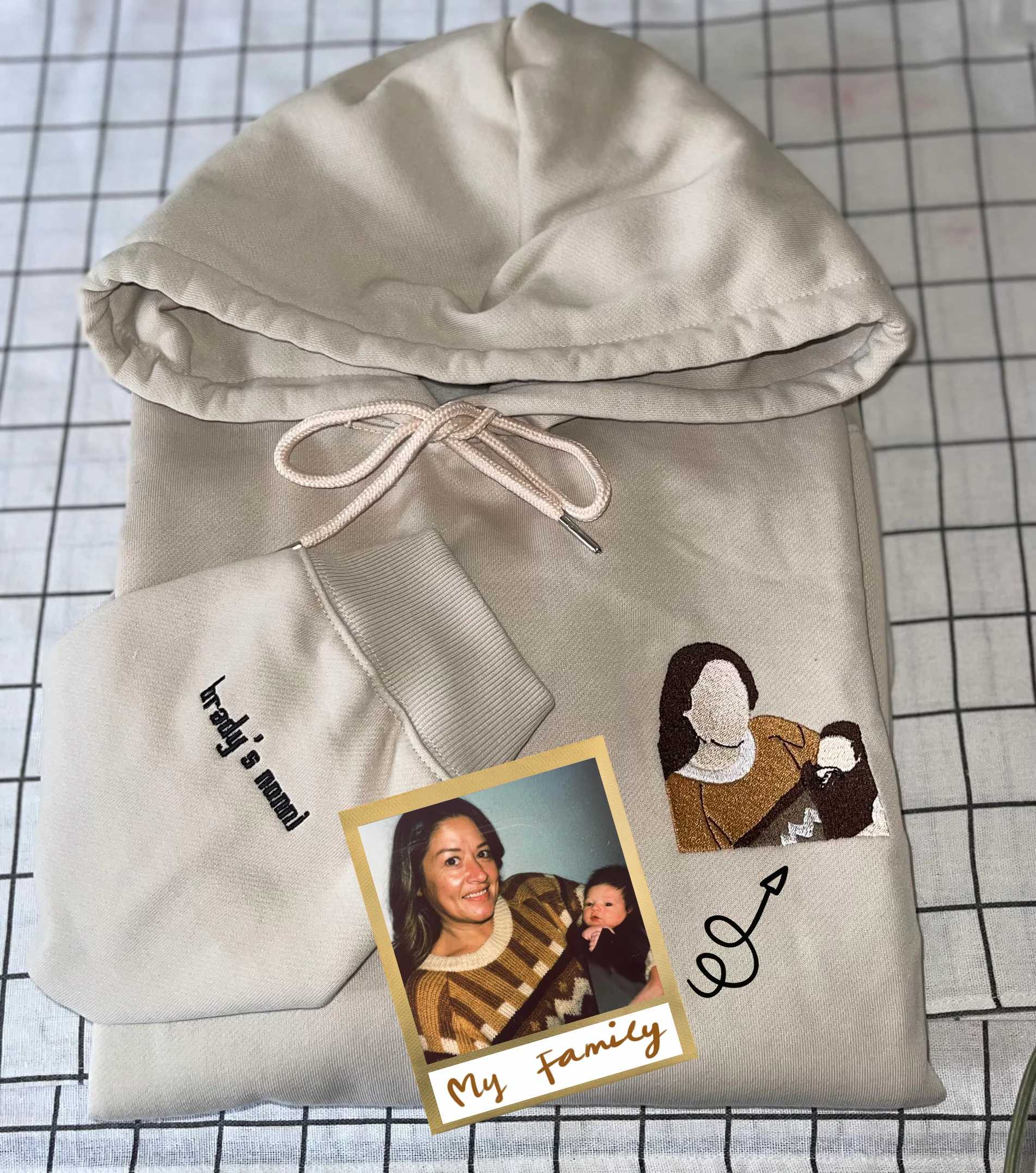 Custom Photo Embroidered Mother and Son Sweatshirt,Mother's Day,Family Gift