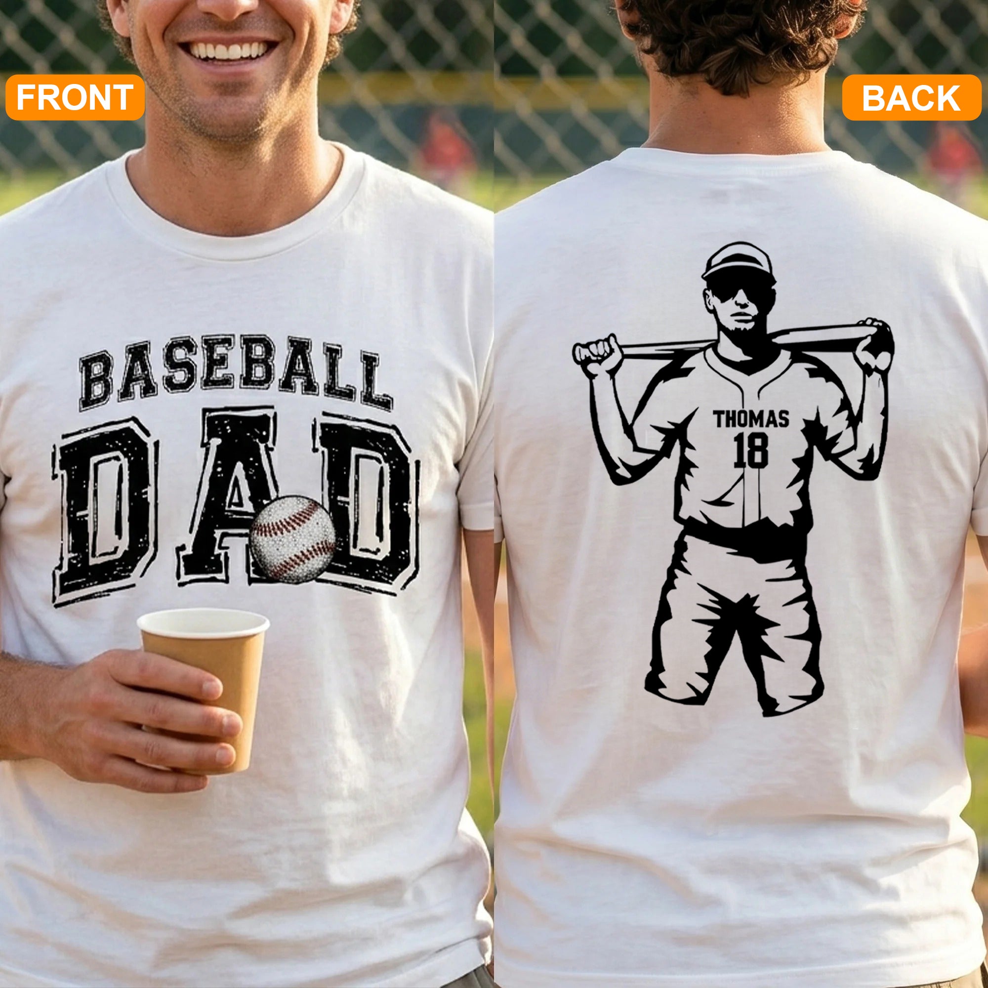 Custom Baseball Dad Shirt Personalized Father's Day Gift for Daddy