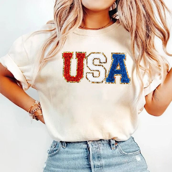 Custom 4th of July Washed Tee Personalized Text Patriotic T Shirt