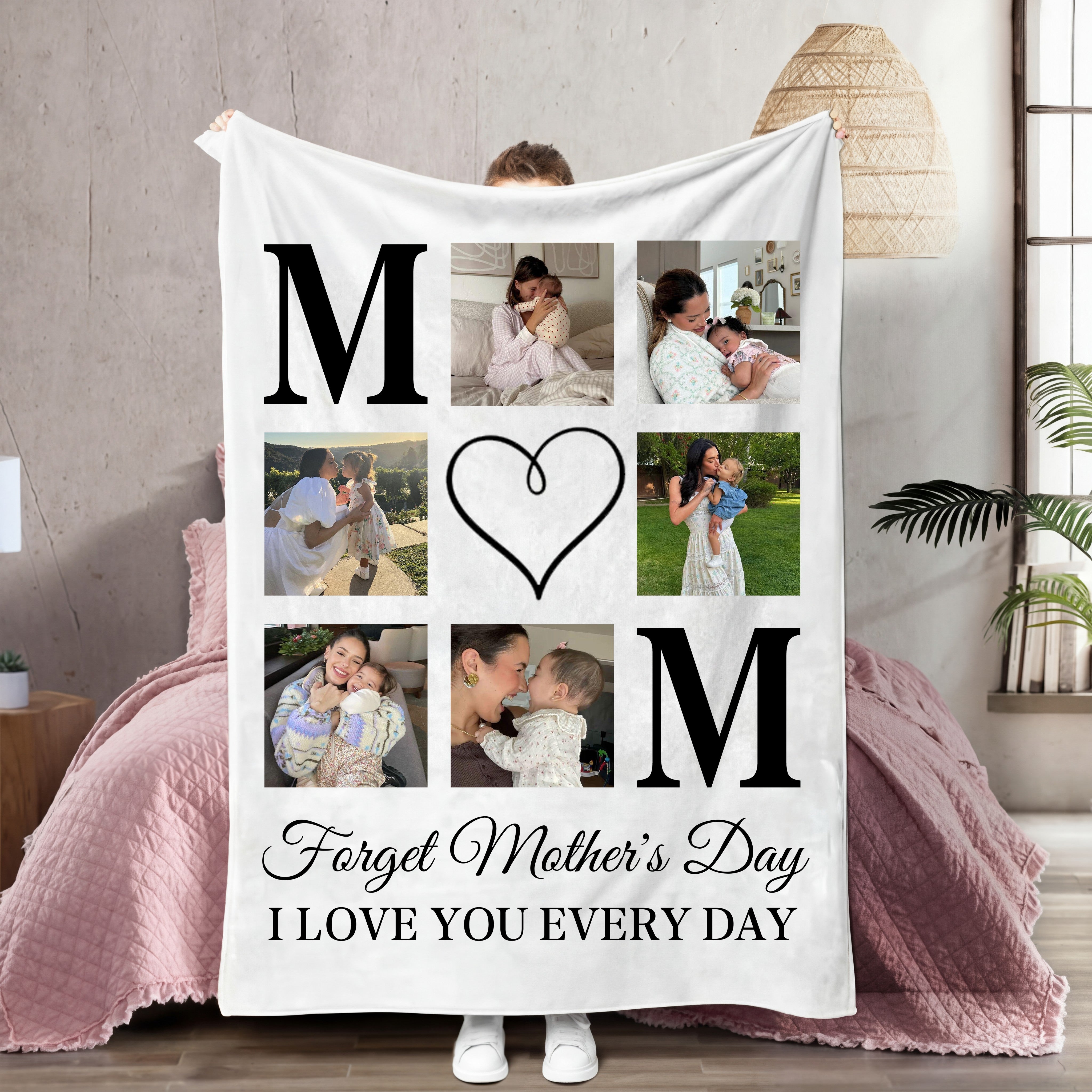 Personalized Photo Collage Blanket – Custom MOM Heart Blanket Gift for Mom | Mother’s Day Gift
