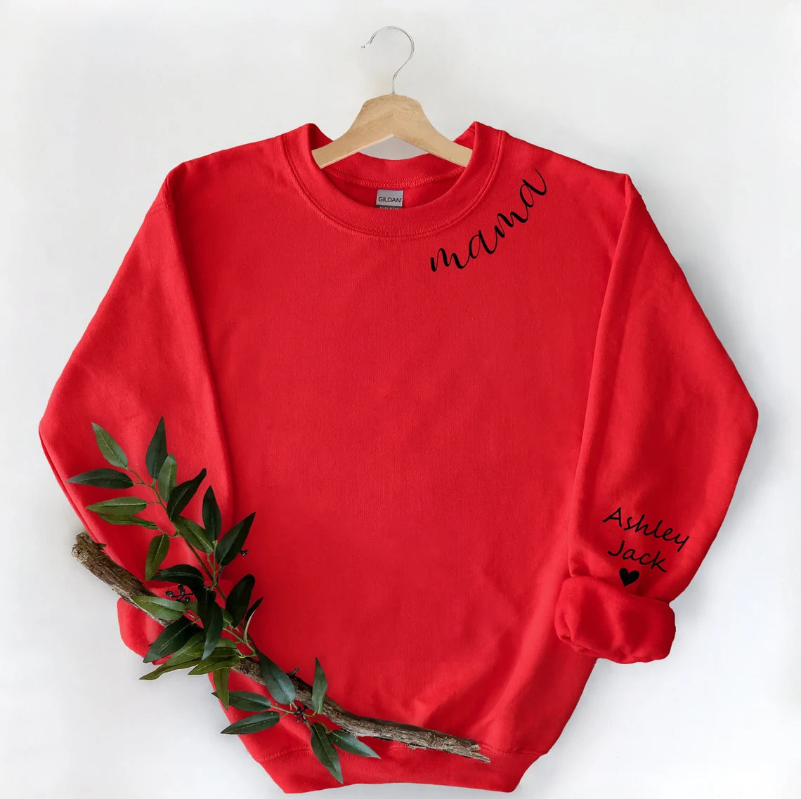 Custom Mama Sweatshirt with Children Name on Sleeve