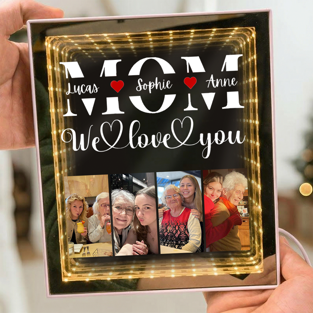 Custom "MOM, We Love You" Photo Mirror Lightbox (Personalizable with Child's Name) — The Perfect Mother's Day Gift