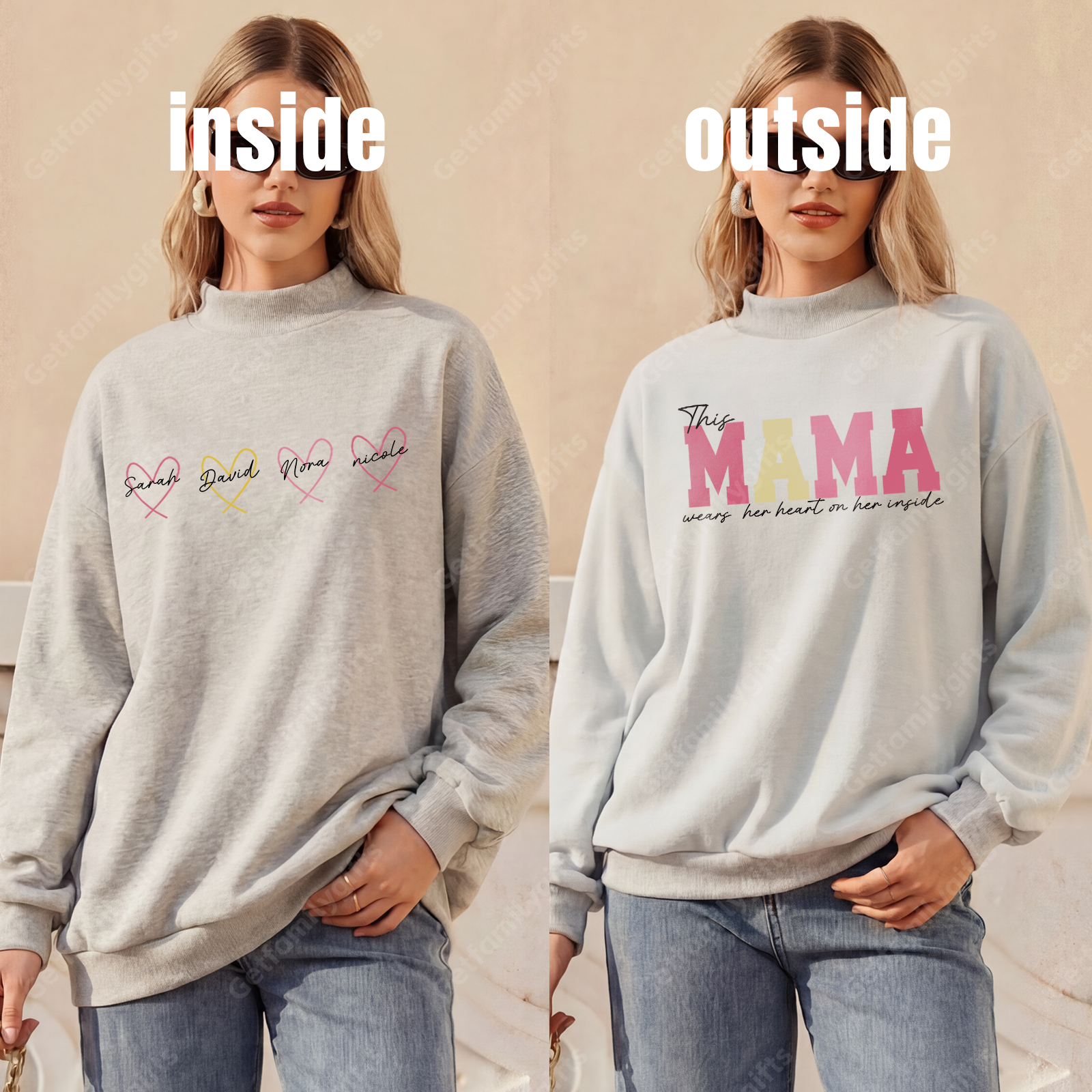 Wear Your Heart on the Inside – Custom Mama Reversible Sweatshirt