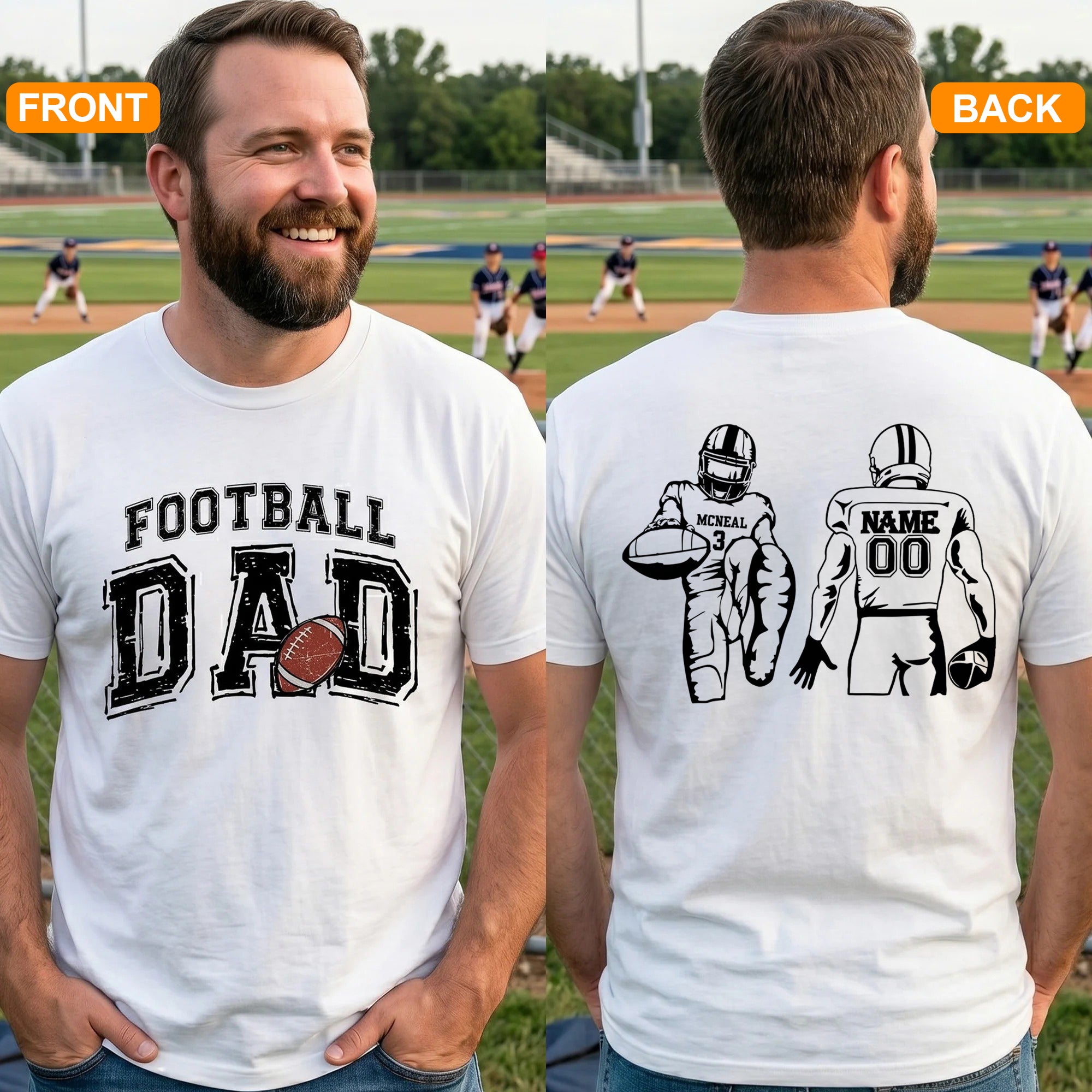 Custom Football Dad Shirt Personalized Father's Day Gift for Daddy