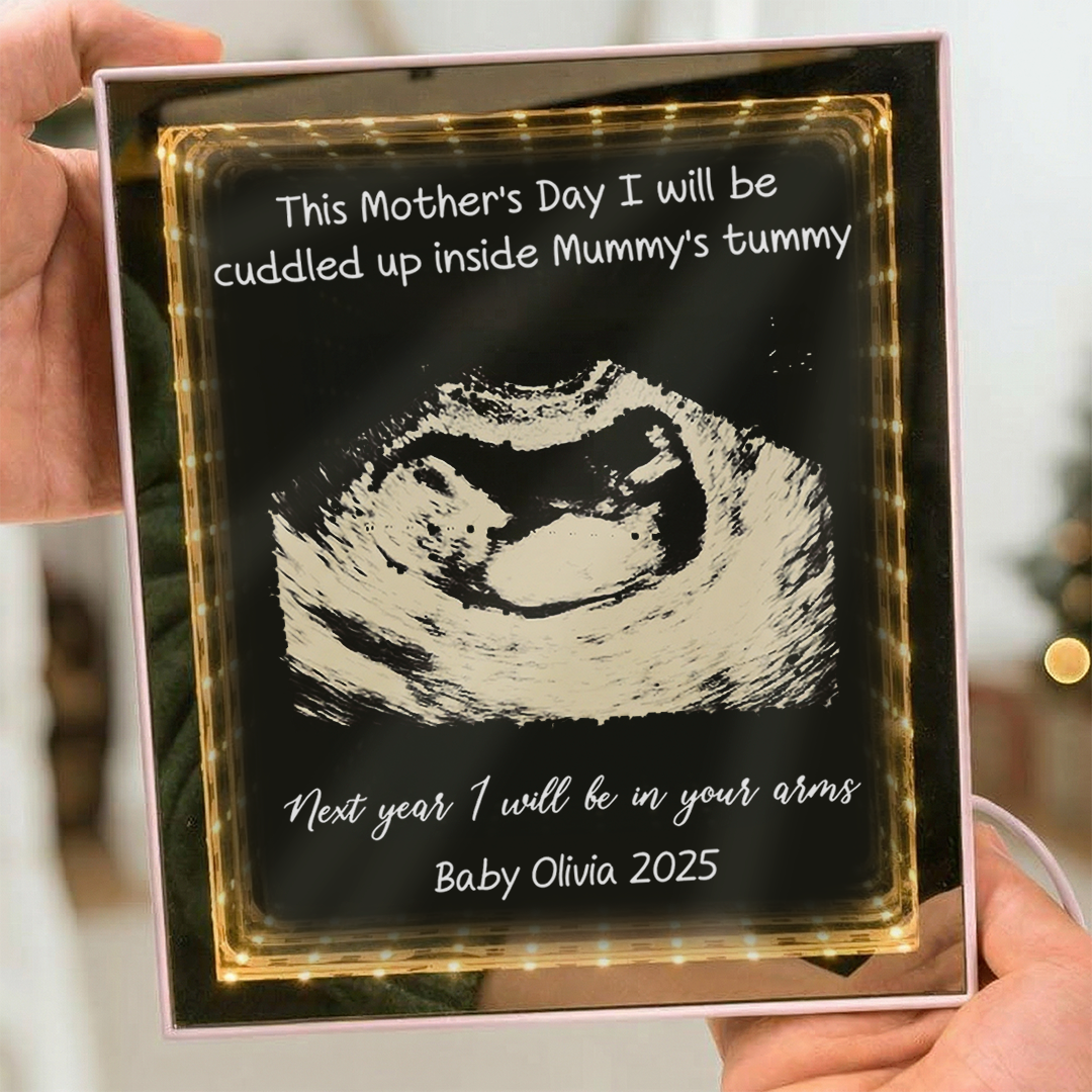 Pregnant Mom Gift, Personalised First Mother’s Day Photo LED Night Light, Pregnancy Announcement