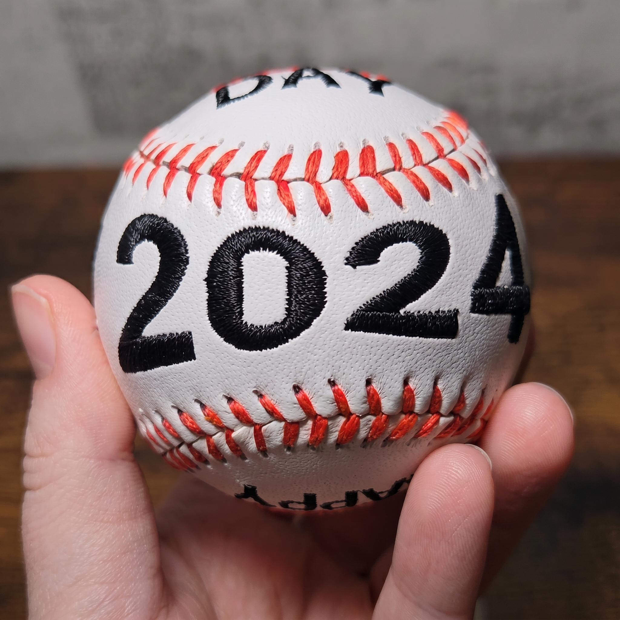 Custom Embroidered Father's Day Baseball | Personalized Text Keepsake Gift for Dad
