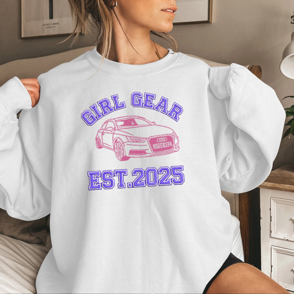 Custom Girl/Boy Gear Car Silhouette Embroidered Hoodie, The Perfect Gift For Couples Or Car Enthusiasts