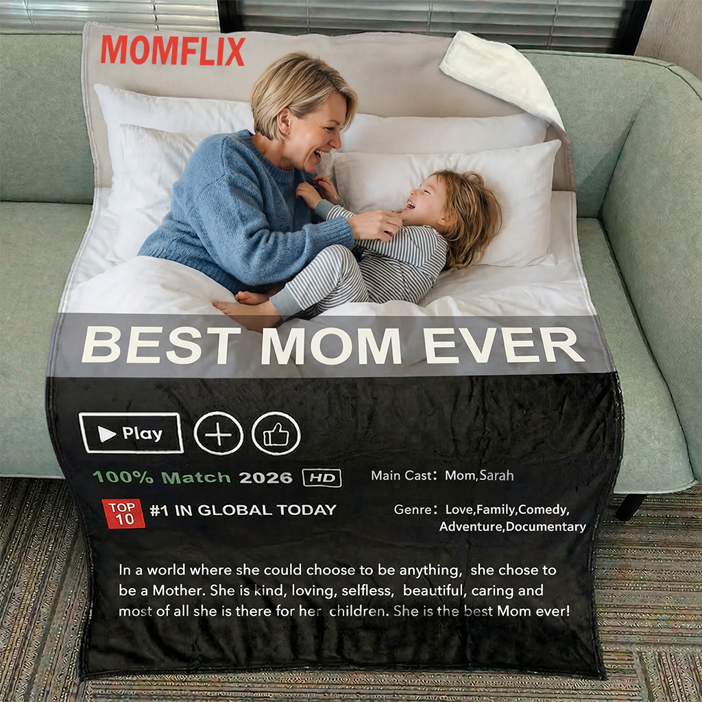⭐️Custom MOMFLIX Movie Photo Blanket: The Perfect Mother's Day Gift