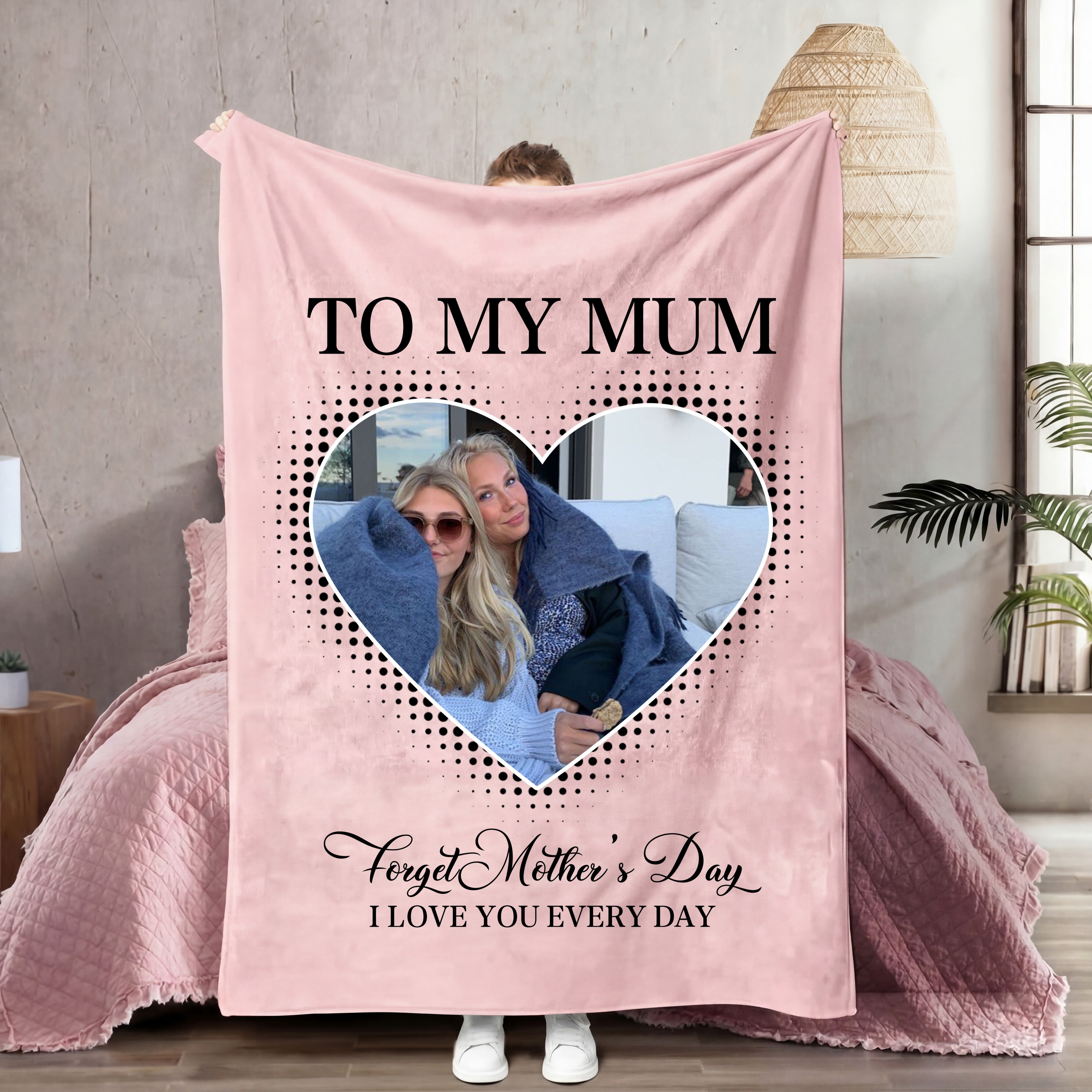 Personalized Heart Photo Blanket – Custom “To My Mum” Blanket Gift for Mom | Mother’s Day Gift