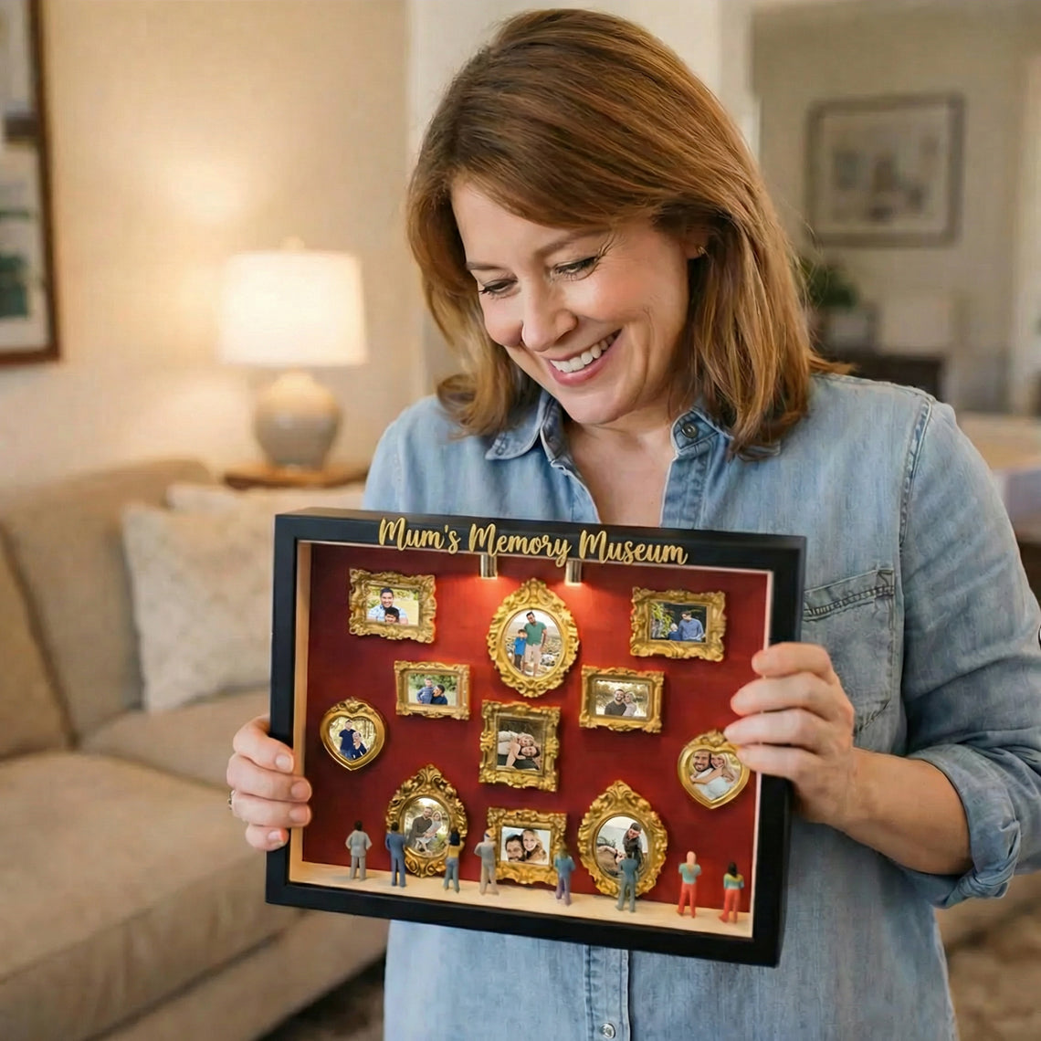 Personalized Mom's Memory Museum Photo Frame with Light, DIY Mini Museum Frame Box,Mother's Day Gift