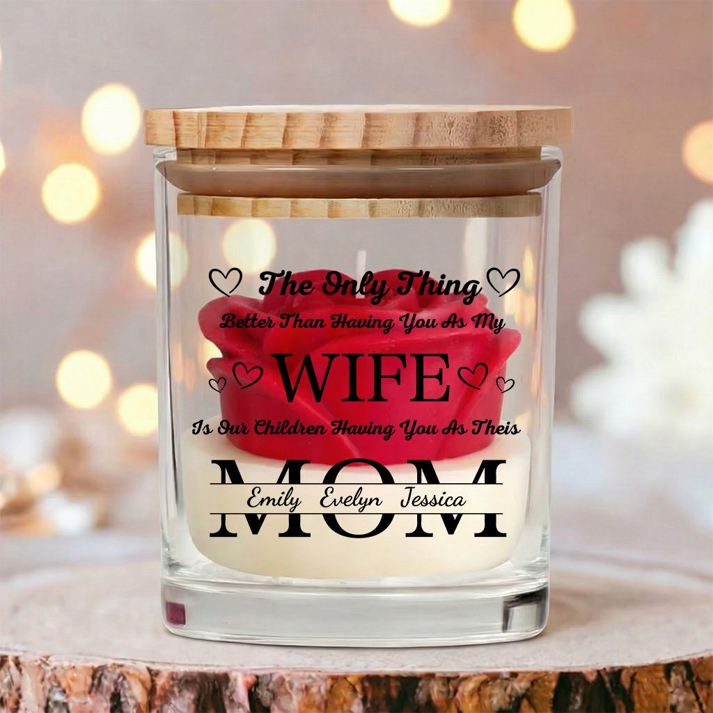 Personalized Soy Wax Candle – Custom Family Message Gift for Wife, Mother’s Day Special
