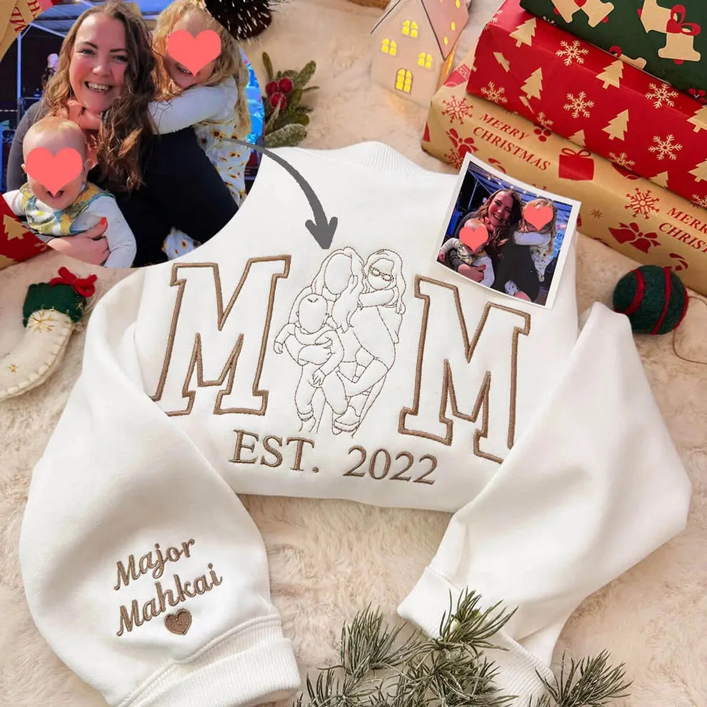 Custom Embroidered Mama Portrait Sweatshirt