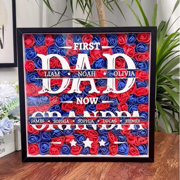 World’S Best Father Gift – Personalized Flower Shadow Box With Names