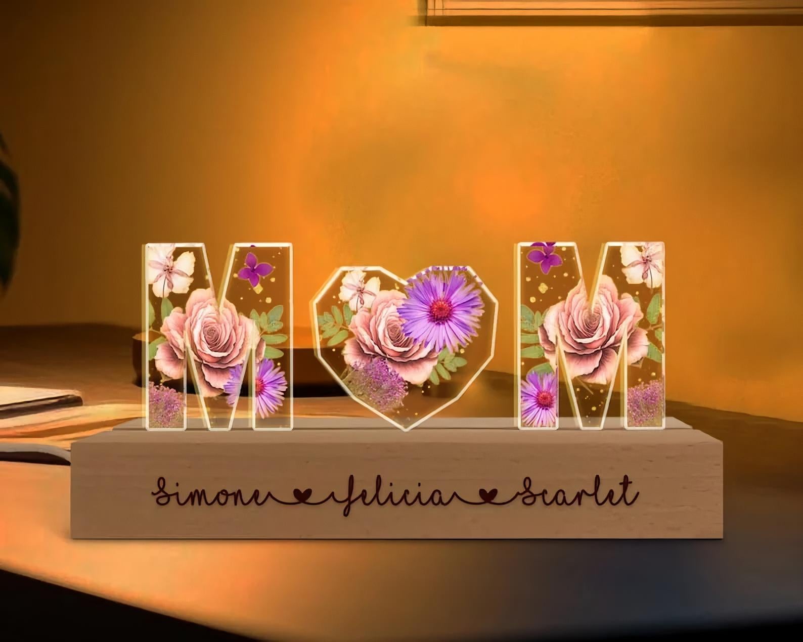 Custom Mother's Day Gift Ideas, Acrylic Night Light for Mom, 3D Night Lamp, New Mom Gift
