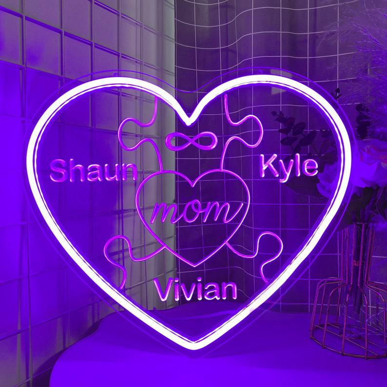 Custom Mom Puzzle Neon Sign,Gift For Mother's Day Gift