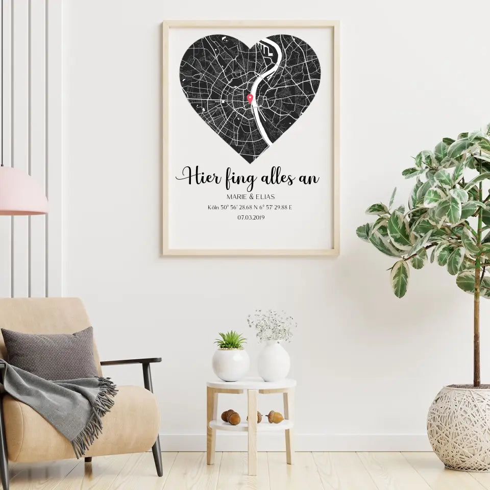 Hier fing alles an - Personalizable Couple Art Frame