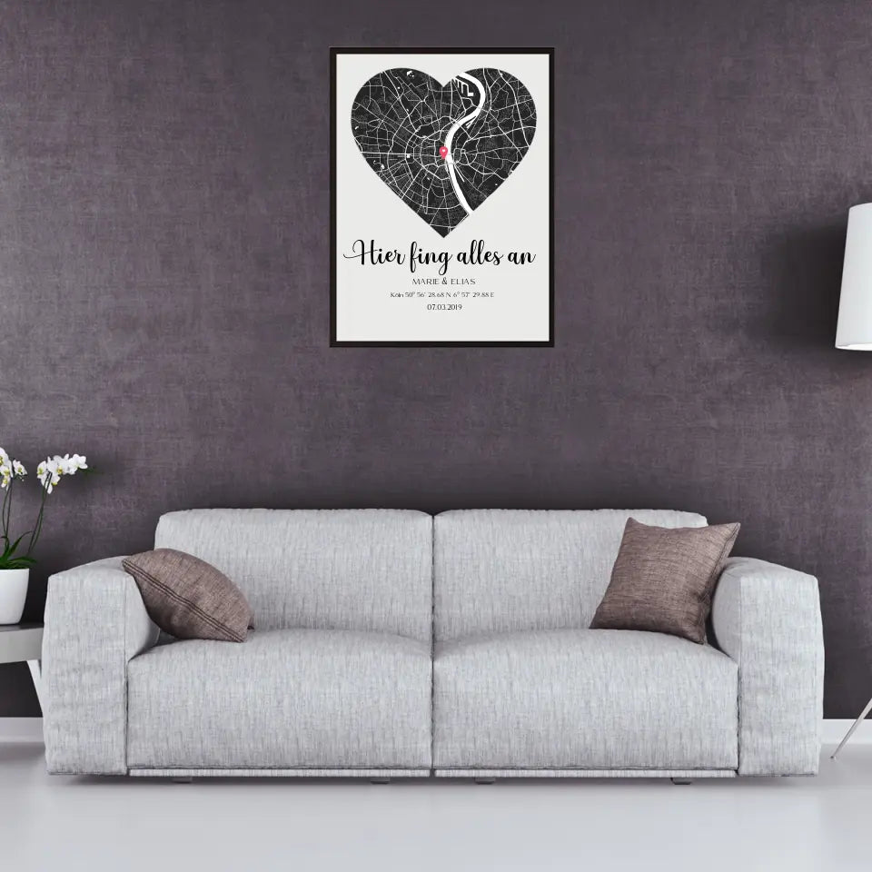 Hier fing alles an - Personalizable Couple Art Frame