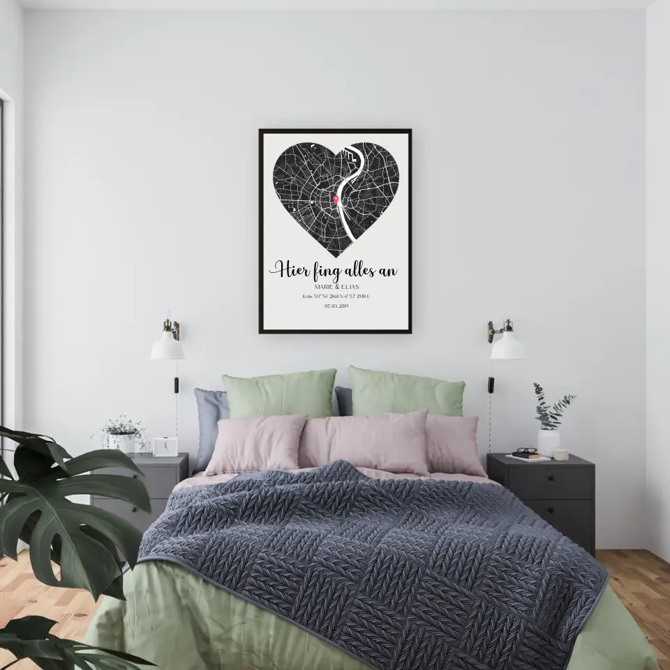 Hier fing alles an - Personalizable Couple Art Frame