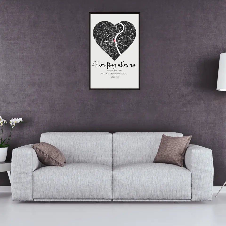 Hier fing alles an - Personalizable Couple Art Frame