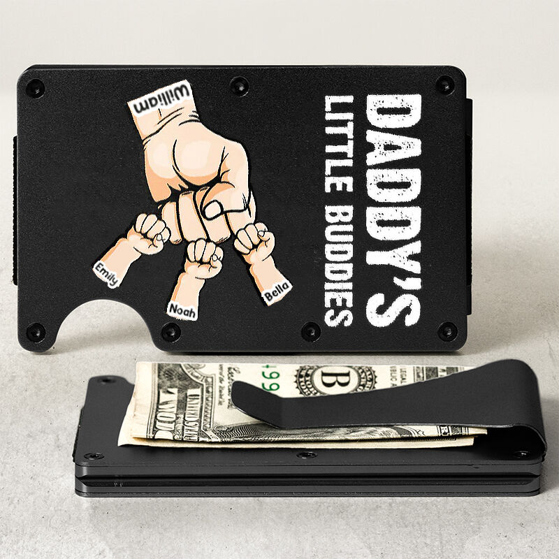Personalized Metal Card Holder. Custom Father's Day Gift With Fist Name.