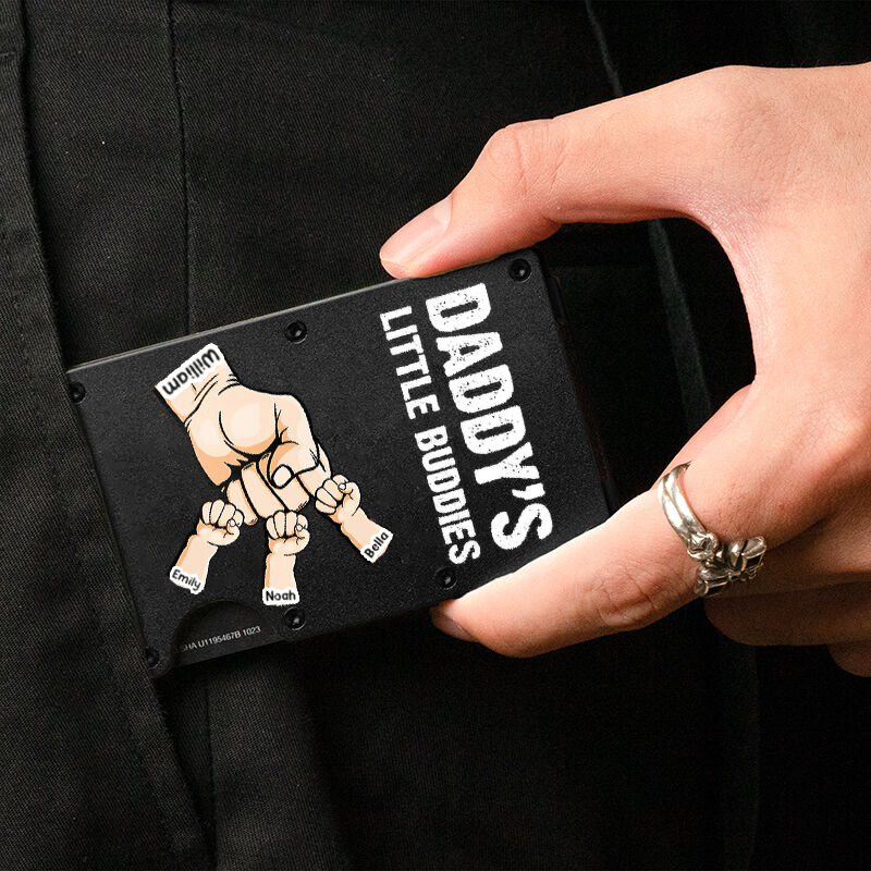Personalized Metal Card Holder. Custom Father's Day Gift With Fist Name.