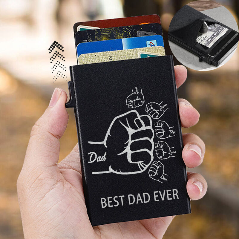 Personalized Pop-Up Card Holder With Custom Fist Pattern For The Best Dad