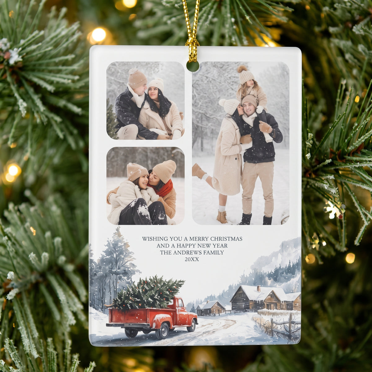 Postcard Christmas Ornament with Your Photo — Double-Sided, Pick Your Favorite Design