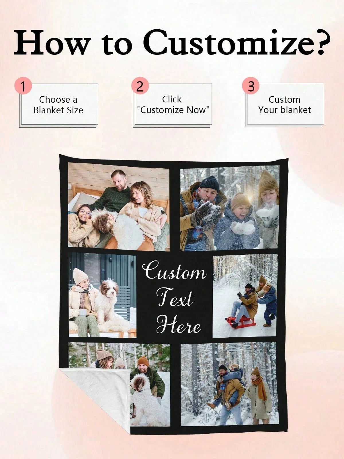 Custom Photo And Text Couple Collage Flannel Throw Blanket-Birthday Anniversary Wedding Holiday Gift